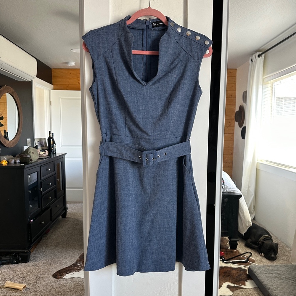 NY & C Dress. Capped sleeves with belt and pockets.